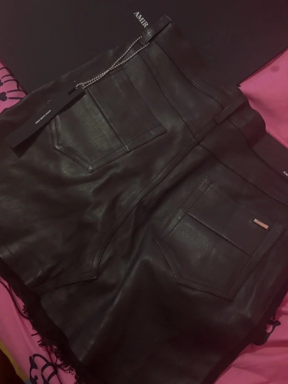 AMIRI Black Raw-Hem Denim Mini Skirt